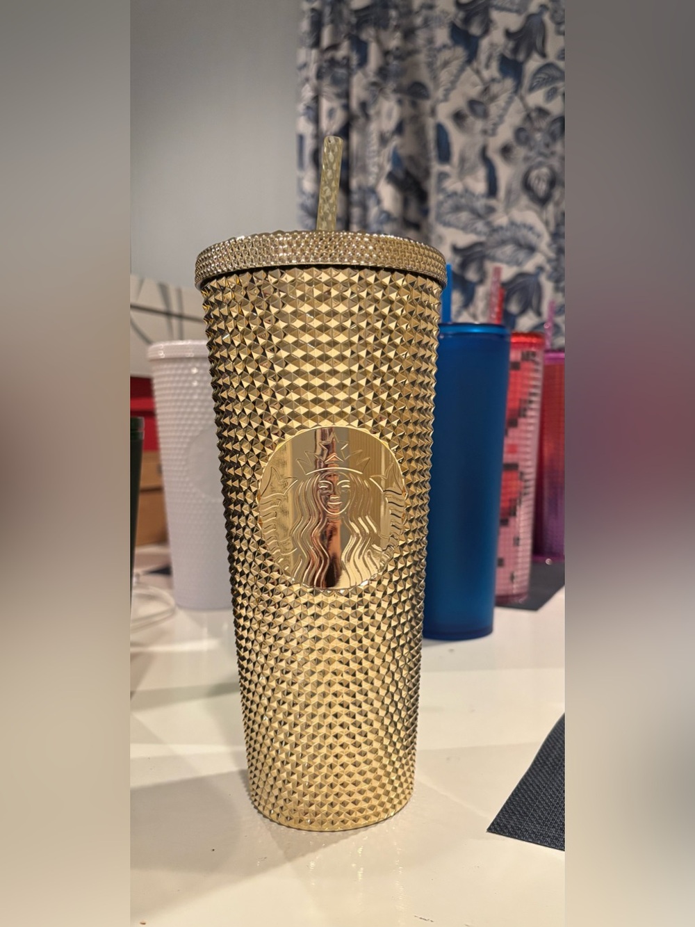 Starbucks Gold Metallic Chrome Studded Venti Cold Cup Tumbler